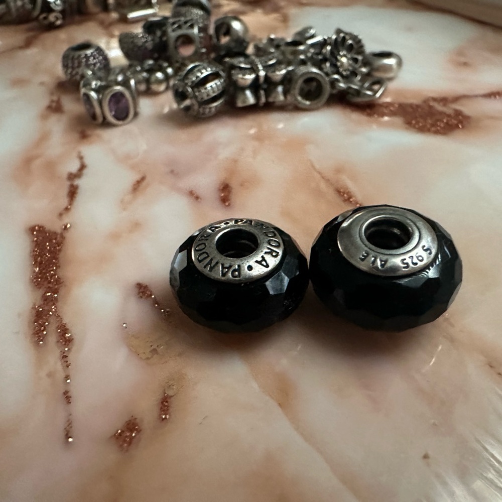 Pandora black murano charms